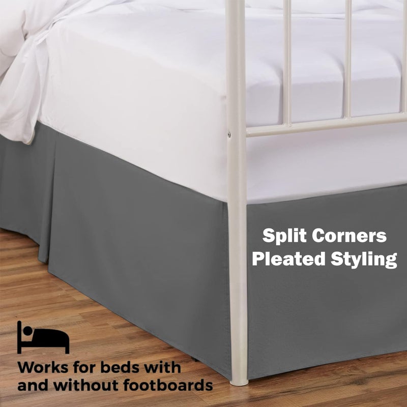 Cotton Delight Bedskirts King Size â€“ 100% Natural Cotton 800TC Split Corner Grey King Bedskirt 18 inch Drop â€“ Center & Corner Pleats (Grey, King 18" Drop) - Image 2